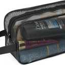 REDSINDA Mesh Shower Caddy Bag for Bathroom Gym Camping Portable Travel Mesh Toiletry Bag for Women Men (Standard Black)