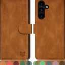 SUANPOT for Samsung Galaxy S24 5G Wallet case with RFID Blocking Credit Card Holder,Flip Book PU Leather Protective Cover Women Men for Samsung S24 Phone case Light Coffee