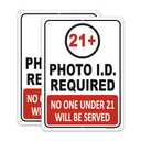 GulSoar 3-Pack Photo ID Required, No One Under 21 Will Be Served Signs 10”x 7” You Must Be 21 To Enter Signs Rust Free Aluminum Bar Alcohol Liquor Store Signs, Weatherproof, Easy to Install