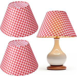 Glooglitter 2 Pcs Christmas Lamp Shades Set 5" Top x 10" Bottom x 6.5" High (Spider) Red Plaid Christmas Lamp Shade for Xmas Holiday Table Decor Supply