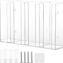 4-Compartment Acrylic Cup Dispenser, White Cup and Lid Holder for Counter, 16.5 * 4.1 * 9.4 inches,Wall-Mounted Cup Organizer, Clear Desktop Cup Storage Holder or Kitchen, Coffee, Bar