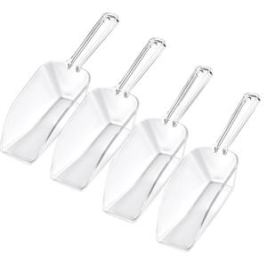 4 Pcs Clear Plastic Ice Scoop Set, Small Acrylic Serving Scoops For Candy Buffet, Canisters, Dry Goods Multi-Purpose Kitchen Food Scoop For Coffee, Tea, Flour, Wedding Desserts