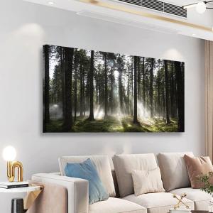 Sunlight Forest Pictures Canvas Wall Art for Living room Office Bedroom Wall Decor, Forest Wall Art Print Paintings Modern Darkly Green Nature Landscape Artwork Waterproof Ready to Hang-20x40inch