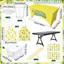 154 Pcs Fresh Lemonade Stand Kits Lemon Booth Party Supplies Include Spandex Tablecloth Apron Stickers Pitcher Plastic Cups with Lids Straw for Photo Props Outdoor Lemon Themed Party Decor