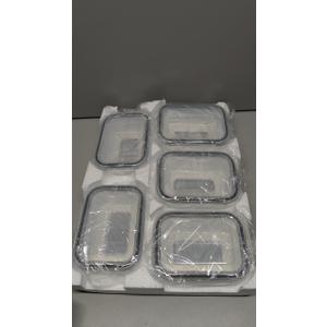 Rubbermaid Brilliance Glass Food Storage Containers Set (4 containers + 4 lids) and Large 9.6 Cup Container