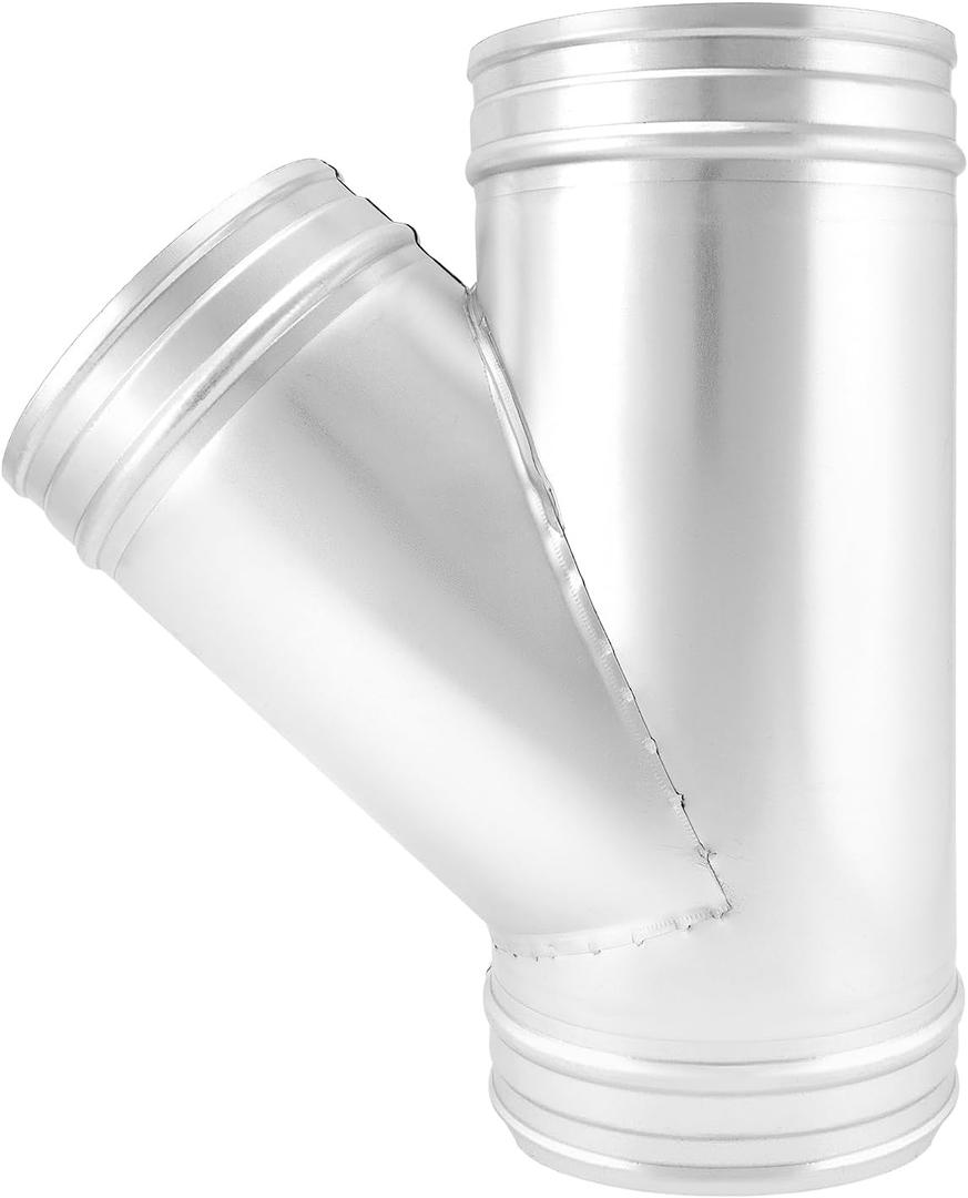 QWORK 6" Duct Splitter, 45 Degree 6 Inch Branch Metal Duct Connector 3 Way Hose Adapter/Splitter (1 Pack)