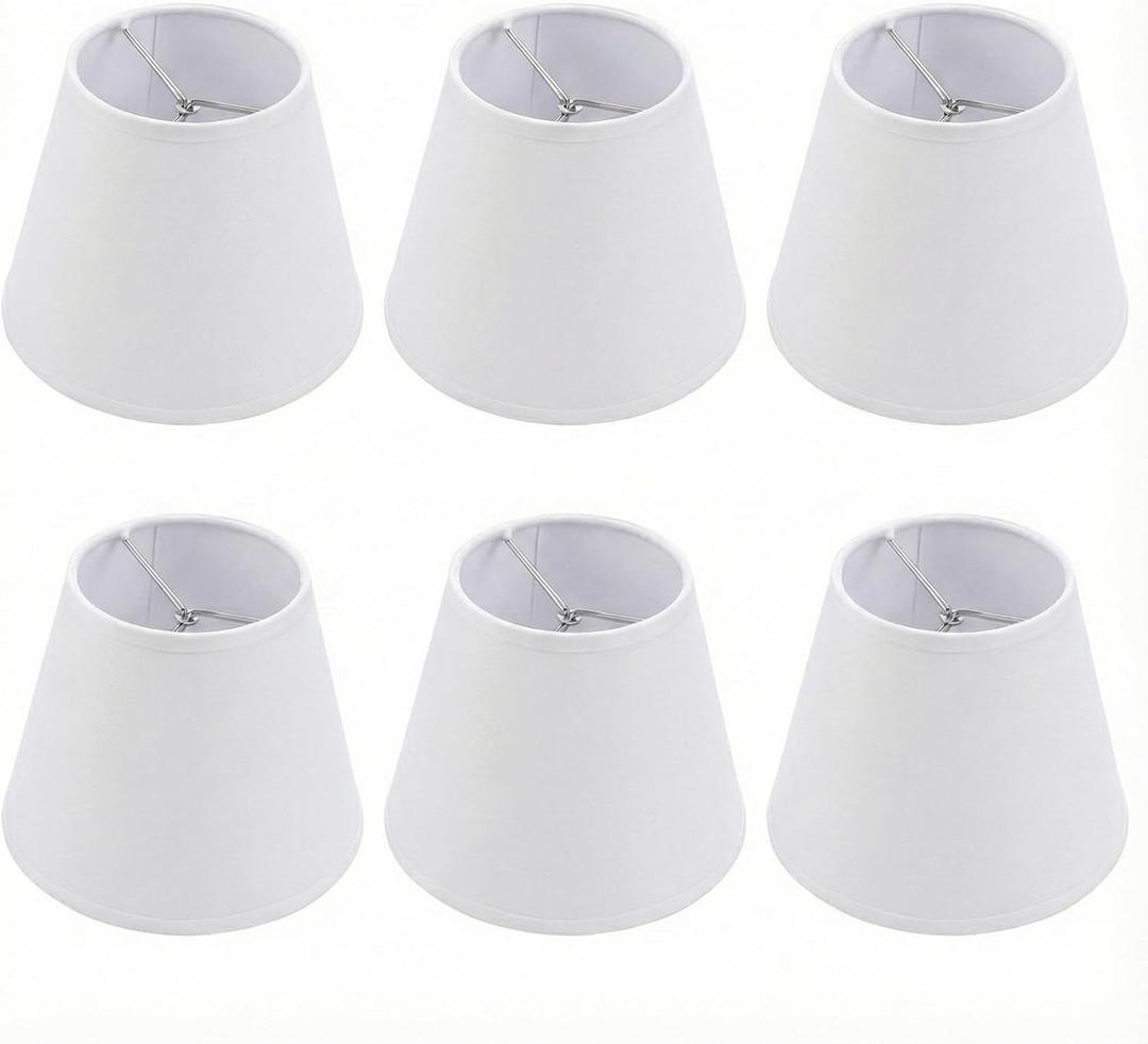 Small Lamp Shades Clip on Bulb, Chandelier Shades Set of 6, Mini Linen Lampshade 3.5x5x5.5in Small Lamp Shade for Chandelier Lamp Replacement (White)