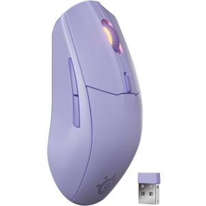SteelSeries Rival 3 Wireless Gen 2 Gaming Mouse 2.4GHz and Bluetooth 18000 DPI TrueMove Air Optical Sensor 60 Million Click Durability Light Weight 100% PTFE Feet Lavender