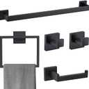 5 Pieces Bathroom Hardware Accessories Set Matte Black Towel Bar Set Towel Holder Racks Set for Bathroom,SUS304 Stainless Steel,Wall Mounted 23.6-Inch