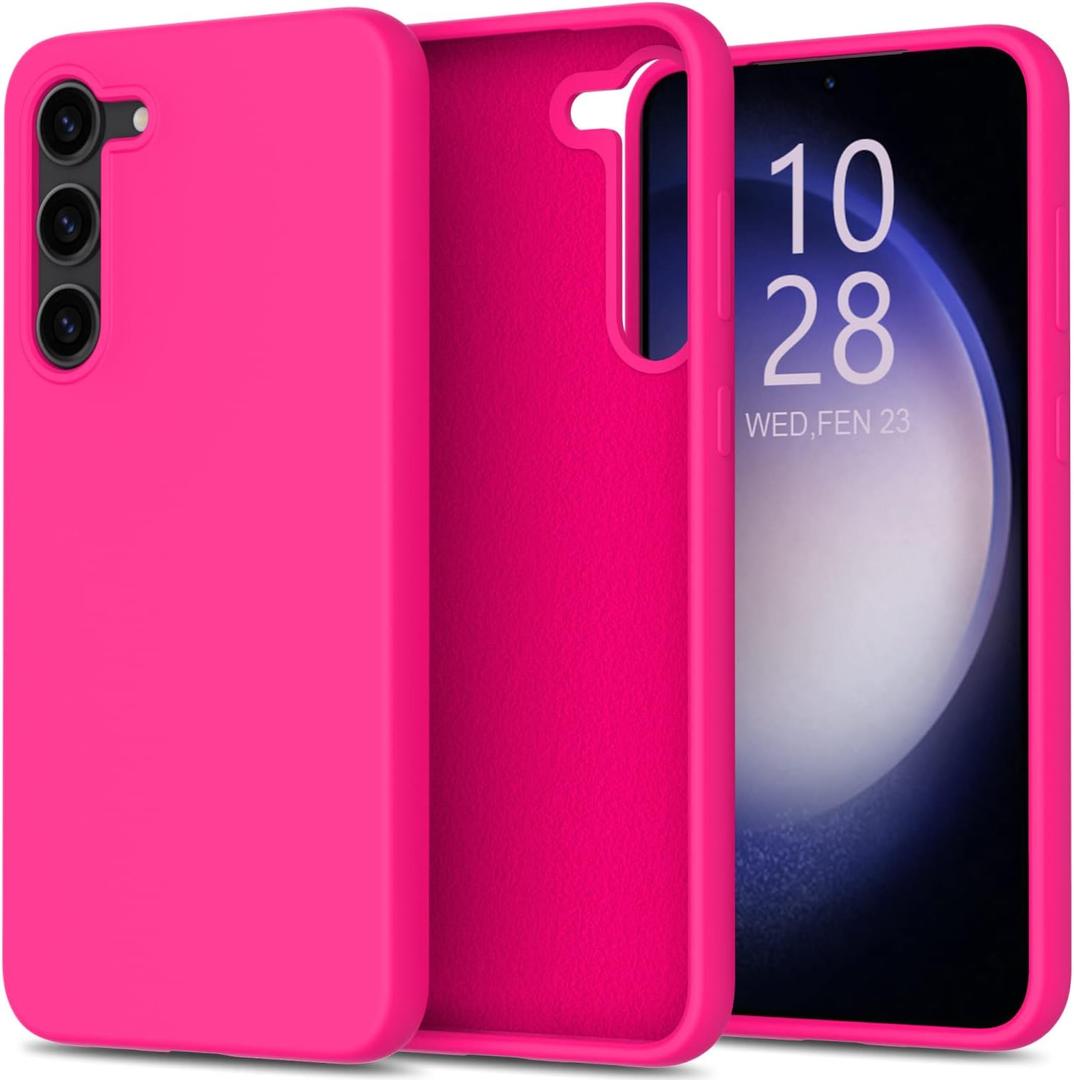 bemal for Samsung Galaxy S25 Case - Smooth Silky Liquid Silicone - Slim Fit Soft Microfiber Lining - Designed for Women and Girls - Shockproof Protective Phone Cover 6.1"- Hot Pink