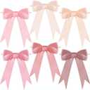 Canlierr Valentine's Day Tie Bows Pastel Satin Ribbon Bows with Twist Tie Craft for Valentine's Gift Wrapping Wedding Birthday (6 x 8 Inch)