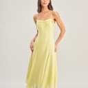 RIHOAS Wedding Guest Dresses for Women Chiffon Sleeveless Midi Dress | Chiffon,Corset,Spaghetti Strap,A-Line,Formal,Elegant,Bridesmaid,Semi Formal,Party,Cocktail,Prom,Summer,Fall 2026 (Yellow, S)