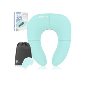 Jool Baby Folding Travel Potty Training Seat for Toddlers, Fits Round & Oval Toilets, Non-Slip Suction Cups, Includes Free Travel Bag (Aqua)