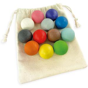 Ulanik Small Wooden Balls for Sorting Toddler Montessori Toys for 3 Year Old + Kids Preschool Wooden Matching Games for Learning Color Sorting and Counting - 12 pcs