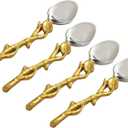Elegance Golden Vine Spoons, 5-Inch, Silver/Gold, Set of 4