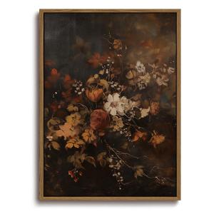 KISSFOX Vintage Framed Wall Art Decor Rustic Floral Pictures Wall Decor Dark Botanical Canvas Art Prints Moody Flowers Paintings Artwork For Bedroom Living Room