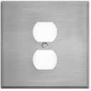 Stainless Steel Centered Duplex Receptacle Wall Plate, 2-Gang With Centered Device, Standard Size 4.5" x 4.56",Rocker, Toggle, Duplex Outlet Cover, Made In USA, Corrosion Resistant