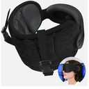 SARISUN Travel Pillows for Airplanes, Airplane Pillow for Long Flight, Airplane Head Strap with Eye Mask for Sleep, Travel Neck Pillow for Car Road Trip, 360° Support Headrest, Stop Bobblehead, Black