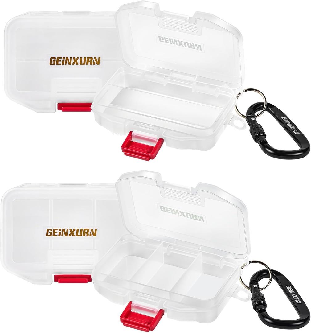 Geinxurn Small Parts Organizer, 4Pcs Plastic Transparent Portable Tools Boxes with Dividers for Small Accessories Storage Cases