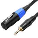 XLR to 3.5mm Cable 6.6ft, Unbalanced Regular Female XLR to 1/8 inch Stereo Jack Aux Microphone Cable Mic Cord for Cell Phone, Laptop, Speaker, Mixer