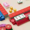 American Mahjong Tile Set(4 Layer), 1.2'' Mahjong Tile Set with Carrying Bag, 160 Red Travel Mahjong Set, 4 All-in-One Rack/Pushers & Accessories, Unique Gift for Mahjong Lovers, Home/Travel, 1.2 x 0.9 x 0.5 inches