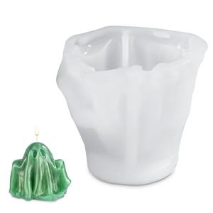Halloween Candle Molds, Silicone Ghost Candle Moulds 3D Ghost Shape Molds for DIY Crafts Haunted House Wedding Party Decor Halloween Resin Stencil for Soap Candy Chocolate Pack of 2