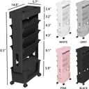 5-Tier Mobile Bookshelf, Rolling Bookcase Book Storage Rack, Movable File Folder Organizer Cart with Wheels for Home Study Office Living Room Classroom, Black