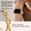 TAURI Metal Band for Apple Watch Bands 44/45/46/49mm, Adjustable Bling Diamonds Strap Fashion Cute Chain Thin Bracelet for iWatch Series 11/10/9/8/7/6/5/4, SE3/2, Ultra 3/2/1, Women- Gold
