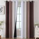 Estelar Textiler Brown and Greyish White Gradient Blackout Curtains for Bedroom, Thermal Insulated Ombre Blackout Drapes, Full Room Darkening Energy Saving Curtains for Living Room,52Wx84L,2 Panels