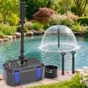 Pond Filter & Fountain Kit | 400GPH 25W Submersible Pond Fountain Pump | 4-Stage Filtration with 3 Spray Heads | All-in-One for 200-350 Gallon Koi Ponds, Garden & Water Feature
