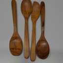 FAAY 4 Pcs Teak Wooden Spoons, 8 Inch Wood Soup Spoons Handcraft from High Moist-resistance Teakwood | Healthy Wooden Spoons for Eating