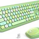 MOFii Wireless Keyboard and Mouse Combo, Computer Full Size Keyboard, 2.4GHz USB Dropout-Free Connection, Cute Wireless Moues for PC/Laptop/Mac Computer (Green Mixed)