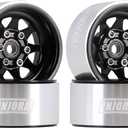 INJORA 1.0 Beadlock Wheel Stamped Steel Beadlock Deep Dish 1.0" Wheels for 1/18 TRX4M Axial AX24 SCX24 Gladiator Deadbolt Bronco C10 JLU Upgrade Parts(Black)