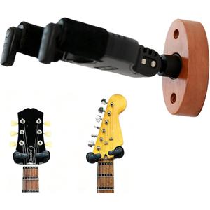 Guitar Wall Mount Solid Wood ,AutoLock+AutoFit Yoke for Acoustic/Electric | Self-Adjust to Angle Headstock,10kg+Heavy-Duty,Nitro-Safe,Easy Twist-Lock Install,Zinc Alloy Joint,Guitar Hanger/Holder,Red