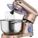 Aucma Stand Mixer, 6.5-QT 660W 6-Speed Tilt-Head Food Mixer, Kitchen Electric Mixer with Dough Hook, Wire Whip & Beater (6.5QT, Copper)