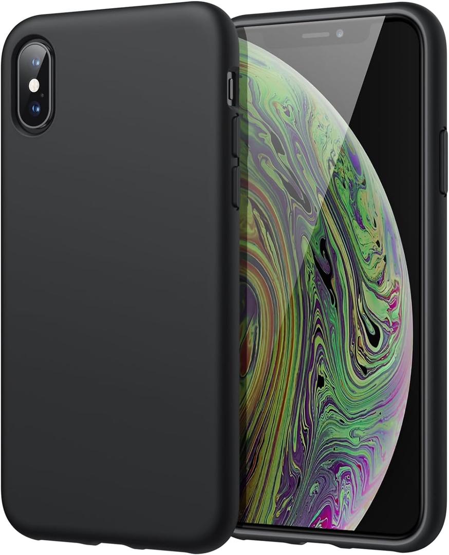 JETech Silicone Case for iPhone Xs Max 6.5-Inch, Silky-Soft Touch Full-Body Protective Case, Shockproof Cover with Microfiber Lining (Black)