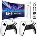 2026New Retro Game Console,40000+Games and 23 Emulators, with Dual 2.4G Wireless Controllers, Plug and Play 4K HD HDMI TV Game Stick White