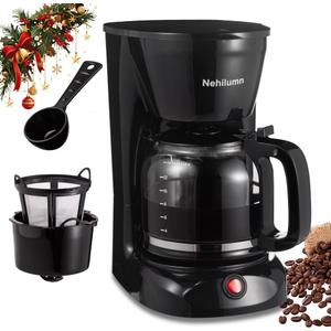 12 Cup Drip Coffee Maker Machine, Coffee Pot Machine Permanent Coffee Filter,1.8L Glass Carafe Electric Coffee Maker,950W Black