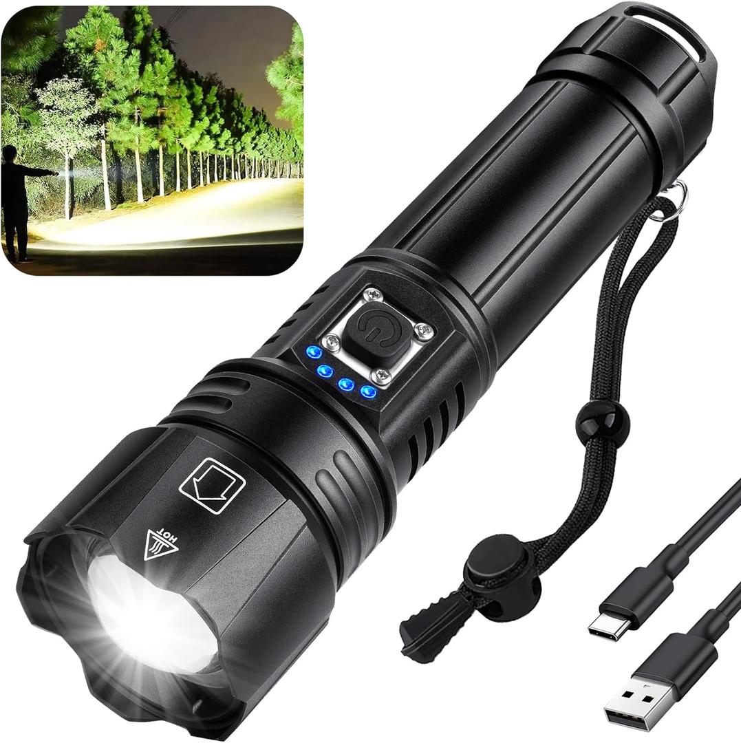 Rechargeable Flashlights High Lumens, 990,000 Lumen Brightest Led Flashlight with 5 Modes & 12H Long Runtime, Powerful Waterproof Handheld Flash Light, Super Bright Flashlight for Home, Camping