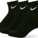 Nike Unisex Adult Everyday Cushioned Training Ankle Socks (3-Pack) | Mens and Womens (Small, Black/White)
