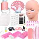 Lash Extension Kit for Beginners, Professional Eye Lashes Extension Kit with Everything: Lash Mannequin Head, Individual Eye Lashes, Glue, Tweezers Lash Extension Supplies for Training Makeup Practice