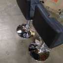 DUMOS Bar Stools Set of 2, 24 inch Counter Height Bar Stools, Upholstered Modern Kitchen Barstools with Metal Base, PU Leather Saddle Stools for Kitchen Island, Inky Black