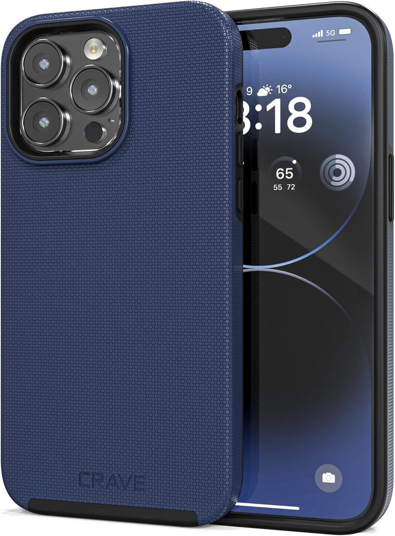 Crave Dual Guard for iPhone 14 Pro Max Case, Shockproof Protection Dual Layer Case for Apple iPhone 14 Pro Max (6.7") - Navy