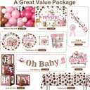266pcs Cowgirl Baby Shower Decorations for 25 guests, Worry-free One-stop Set Includes Thick Plates Backdrop Sash and Badge, Western Baby Shower Decorations for Girl