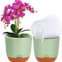 QCQHDU 2 Pack 5.7 Inch Orchid Pots with Holes for Repotting, Double-Layer and Self Watering Orchid Pot with Good Air Circulation