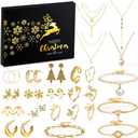 Jewelry Advent Calendar 2025 for Adult Women, 24 Day Christmas Countdown Calendar with Gold Earrings, Necklaces, Bracelets, and Rings, Christmas Surprise Gift for Wife Friends (Black)