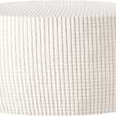 uxcell Ottomen Cover Round, Jacquard Ottomen Slipcover with Elastic Bottom Fit 60cm-73cm / 23.6"-28.7" Diameter, Stretchable Footrest Stool Covers for Furniture Protector, White