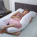 AllerEase 100% Cotton Pregnancy Pillow, 61" x 34" x 7", White