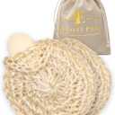 Natural Handwoven Sisal Loofah Body Scrubber - Organic Shower Sponge Made from Premium Agave Fibers - Arabic-Turkish Style with Bar Soap Pouch - Natural Body Scrubber for Men & Women