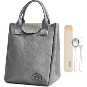 Axcone Insulated Lunch Box for Women men, Reusabl Lightweight Leakproof Lunch Tote Bag, Water-Resistant Tyvek Material Adult Cooler Bag for Work, Picnic, Travel,Grey (Gray)